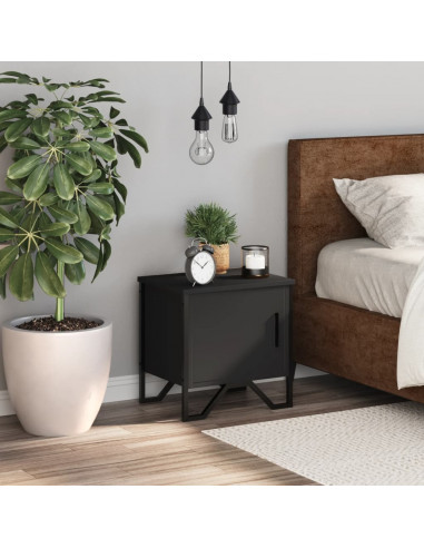 Comodino Nero 40x30x40 cm in Legno Multistrato