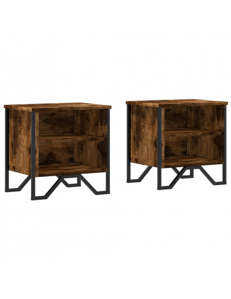 Comodino Rovere Fumo 2pz 40x30x40 cm in Truciolato