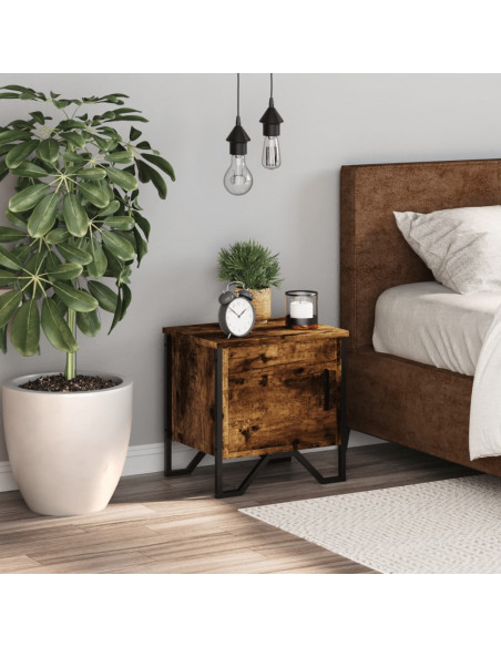 Comodino Rovere Fumo 40x30x40 cm in Truciolato