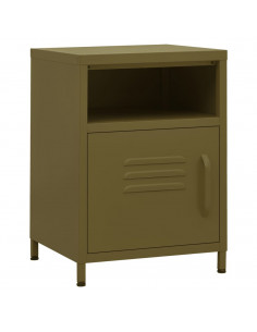 Comodino Verde Oliva 35x35x51 cm in Acciaio 2