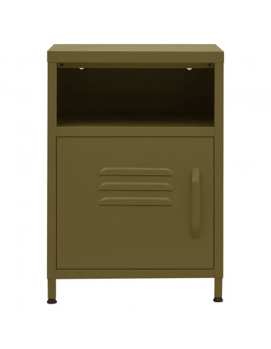 Comodino Verde Oliva 35x35x51 cm in Acciaio