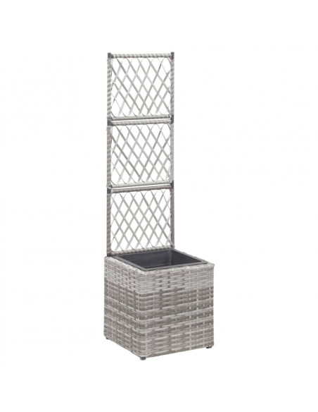 Letto Rialzato a Traliccio 1 Vaso 30x30x107cm Polyrattan Grigio