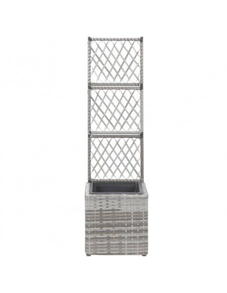 Letto Rialzato a Traliccio 1 Vaso 30x30x107cm Polyrattan Grigio