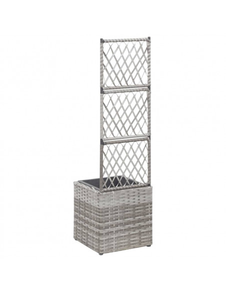 Letto Rialzato a Traliccio 1 Vaso 30x30x107cm Polyrattan Grigio