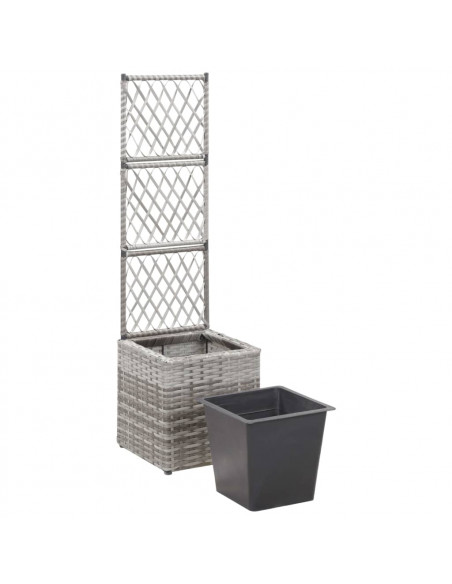Letto Rialzato a Traliccio 1 Vaso 30x30x107cm Polyrattan Grigio