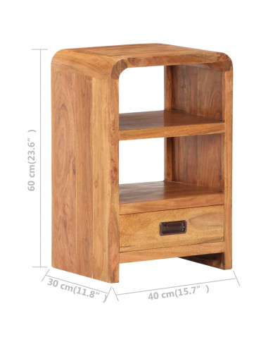 Comodino 40x30x60 cm in Legno Massello Acacia Finitura Miele