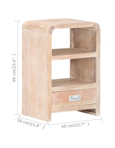 Comodino 40x30x60 cm in Legno Massello di Acacia