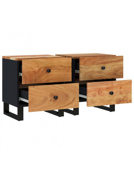 Comodini 2pz 40x33x46 cm in Legno Massello di Acacia