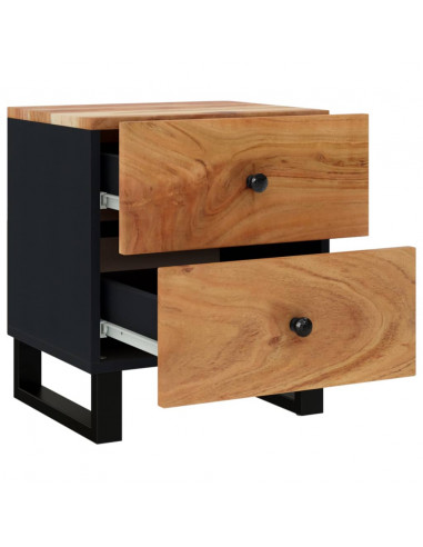 Comodini 2pz 40x33x46 cm in Legno Massello di Acacia