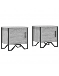 Comodini 2pz Grigio Sonoma 40x30x40 cm in Truciolato 2