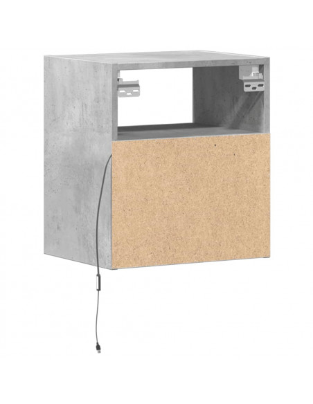 Comodini a Parete con Luci LED 2 pz Grigio Cemento