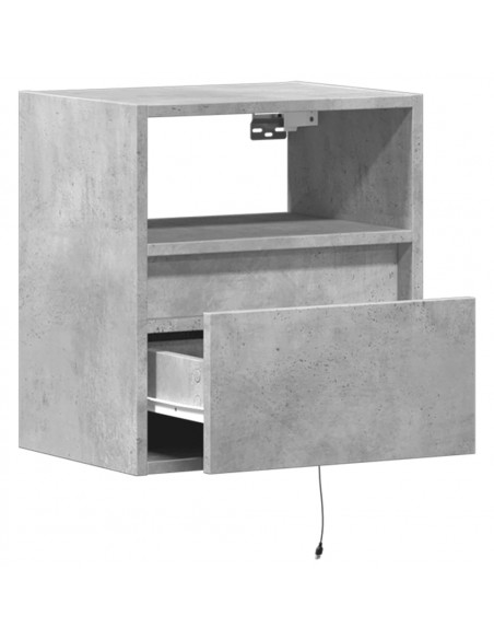 Comodini a Parete con Luci LED 2 pz Grigio Cemento