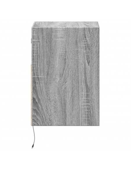 Comodini a Parete con luci LED 2 pz Grigio Sonoma