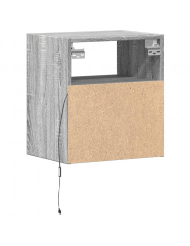Comodini a Parete con luci LED 2 pz Grigio Sonoma
