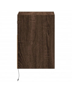 Comodini a Parete con luci LED 2 pz Rovere Marrone 2