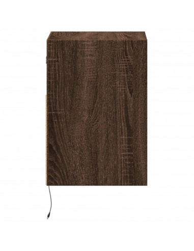 Comodini a Parete con luci LED 2 pz Rovere Marrone