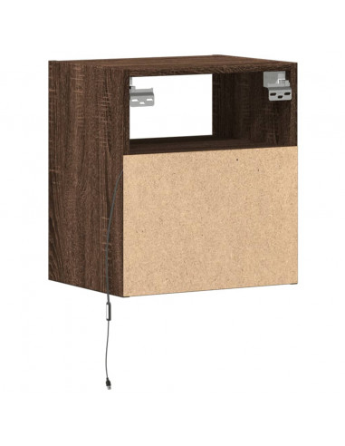 Comodini a Parete con luci LED 2 pz Rovere Marrone