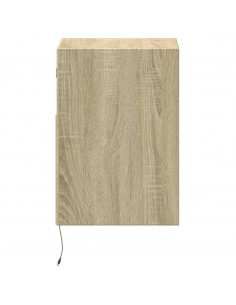Comodini a Parete con luci LED 2 pz Rovere Sonoma 2