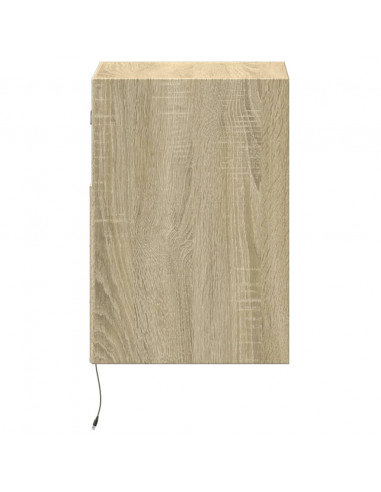 Comodini a Parete con luci LED 2 pz Rovere Sonoma
