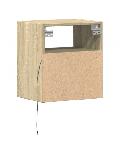 Comodini a Parete con luci LED 2 pz Rovere Sonoma