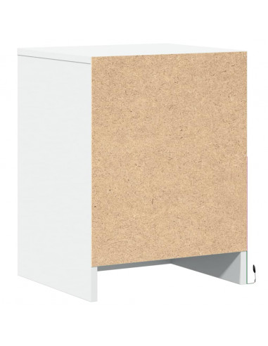 Comodini con Luci LED 2pz Bianchi in Legno Multistrato