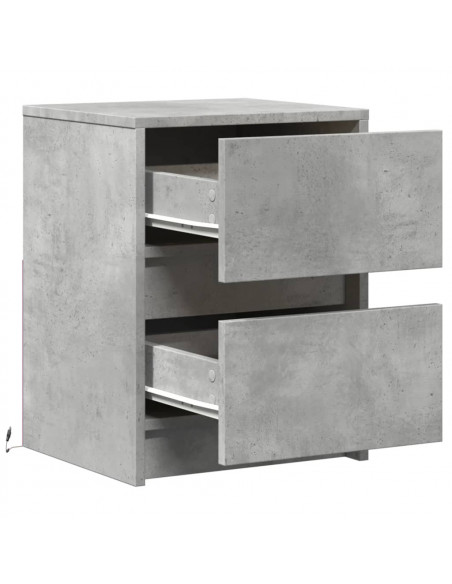 Comodini con Luci LED 2pz Grigio Cemento in Legno Multistrato