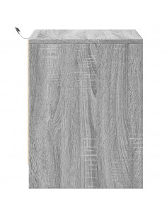 Comodini con Luci LED 2pz Grigio Sonoma in Legno Multistrato 2