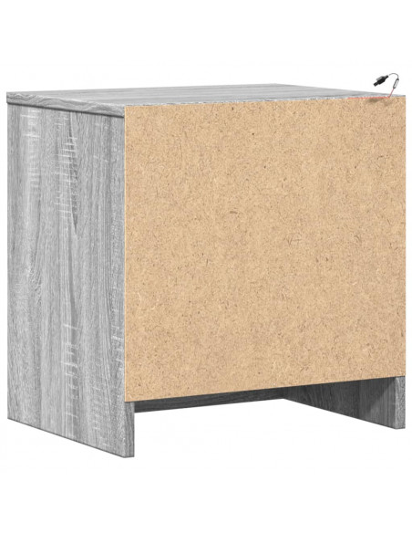 Comodini con Luci LED 2pz Grigio Sonoma in Legno Multistrato