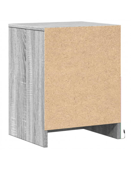 Comodini con Luci LED 2pz Grigio Sonoma in Legno Multistrato