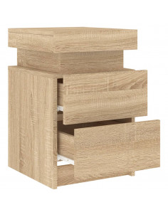 Comodino con Luci LED Rovere Sonoma 35x39x55 cm 2