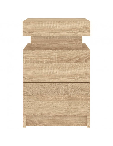 Comodino con Luci LED Rovere Sonoma 35x39x55 cm