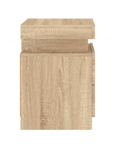 Comodino con Luci LED Rovere Sonoma 35x39x55 cm