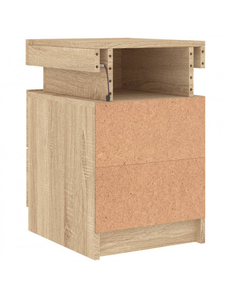 Comodino con Luci LED Rovere Sonoma 35x39x55 cm