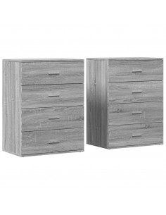 Credenze 2 pz Grigio Sonoma 60x39x80 cm in Legno Multistrato 2