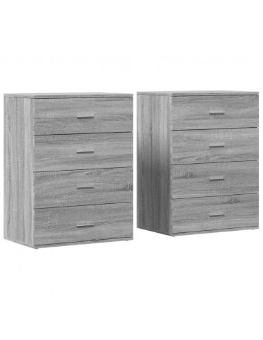 Credenze 2 pz Grigio Sonoma 60x39x80 cm in Legno Multistrato