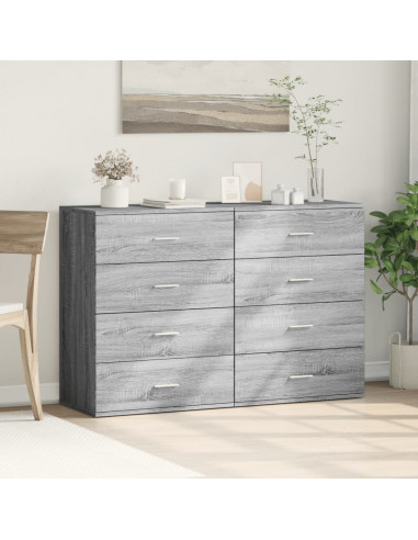 Credenze 2 pz Grigio Sonoma 60x39x80 cm in Legno Multistrato