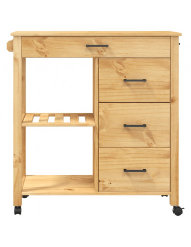 Carrello da Cucina MONZA 84x40x90 cm in Legno Massello di Pino