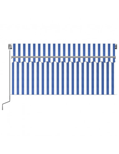 Tenda Sole Retrattile Manuale con LED 3x2,5m Blu e Bianco