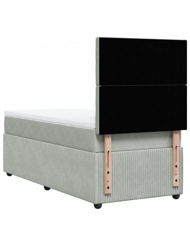 Giroletto a Molle con Materasso Grigio Chiaro 90x190 cm Velluto