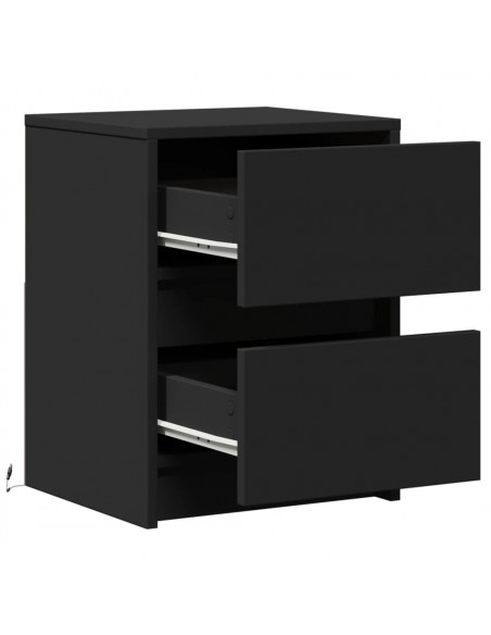 Comodini con Luci LED 2pz Neri in Legno Multistrato