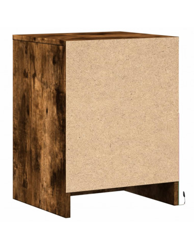 Comodini con Luci LED 2pz Rovere Fumo in Legno Multistrato