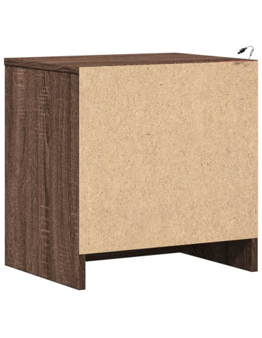 Comodini con Luci LED 2pz Rovere Marrone in Legno Multistrato