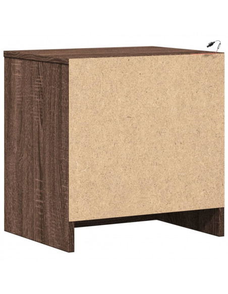 Comodini con Luci LED 2pz Rovere Marrone in Legno Multistrato