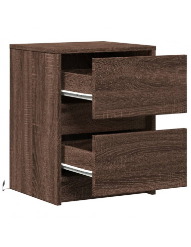 Comodini con Luci LED 2pz Rovere Marrone in Legno Multistrato