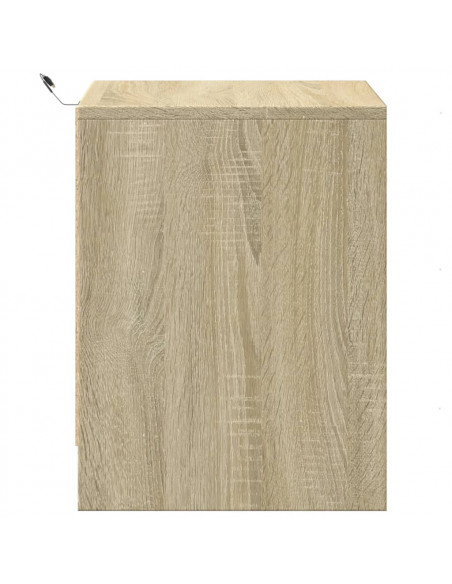 Comodini con Luci LED 2pz Rovere Sonoma in Legno Multistrato