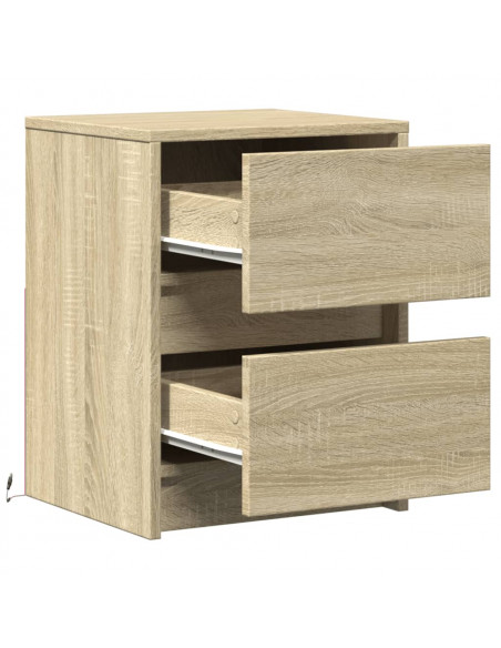 Comodini con Luci LED 2pz Rovere Sonoma in Legno Multistrato