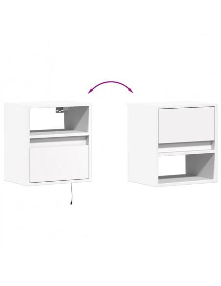 Comodino a Parete con Luci LED Bianco