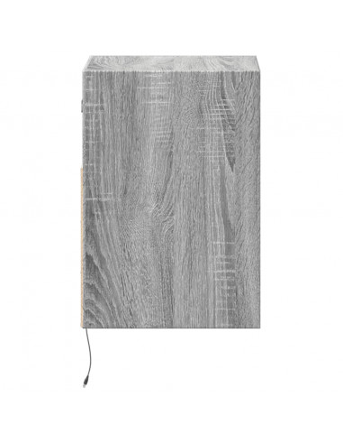 Comodino a Parete con luci LED Grigio Sonoma