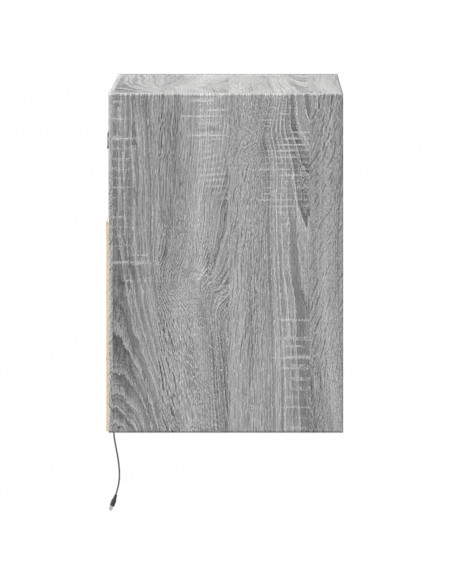 Comodino a Parete con luci LED Grigio Sonoma