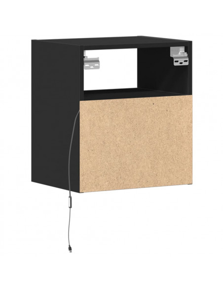 Comodino a Parete con Luci LED Nero